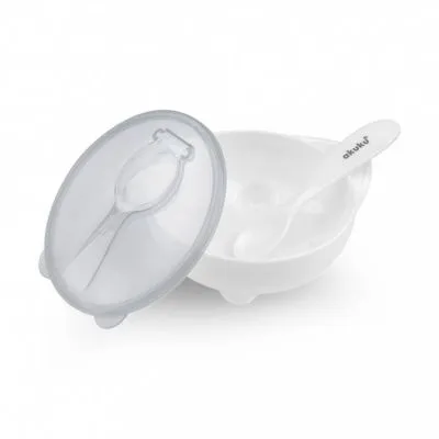 Akuku bļoda ar vāku un karotīti, A0424-WHITE