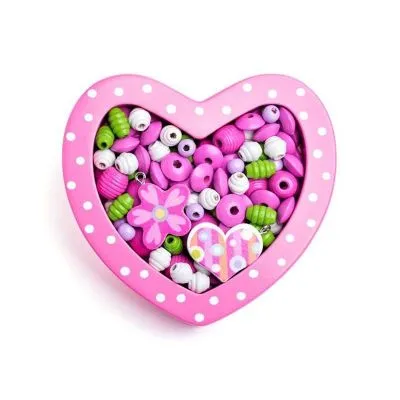 Mini karoliukų rinkinys "Rožinė širdelė"