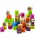 Medinės kaladėlės su raidelėmis ir skaičiais 40vnt