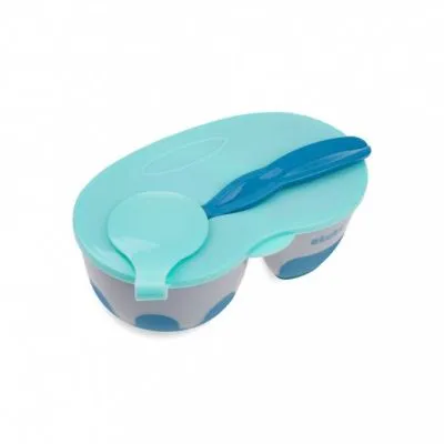 AKUKU 2 dalių dubenėlis su šaukšteliu, A0303-GREY/BLUE