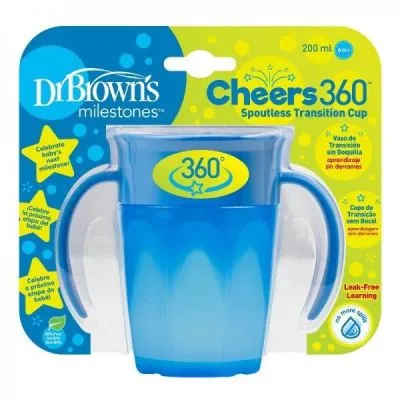 Gertuvė Dr. Brown's CHEERS 360 (nuo 6 mėn.) 200ml, mėlyna
