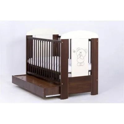 Drewex gultiņa lācītis ar tauriņu, ar atvilktni, brūna-balta