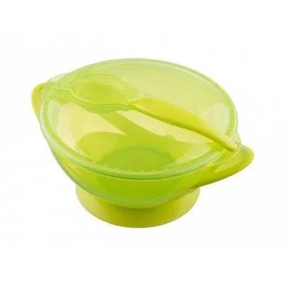 Akuku pielīpošs trauks ar vāku un karoti, A0454-GREEN