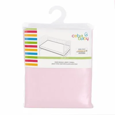 CebaBaby palags ar gumiju Jersey, Rozā 120x60 cm
