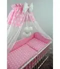 Ankras 6 dalių patalynės komplektas "Taškeliai" - rožinė