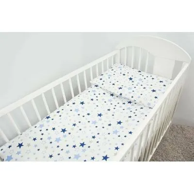 135/100 cm. Ankras 2 daļu gultas veļas komplekts "Stars", Zila