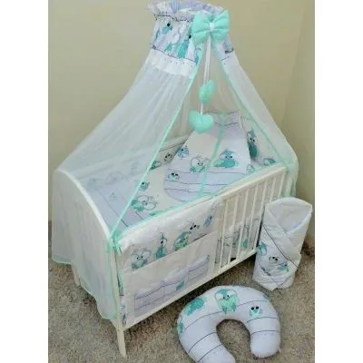 Ankras 6 dalių patalynės komplektas "Papūga" - mėtinė