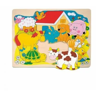 Koka puzle ar mājdzīvniekiem 2+