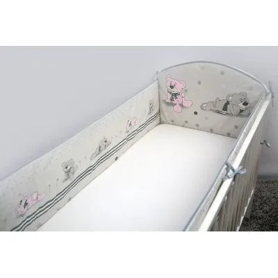 Ankras 360 cm. aizsargmaliņa gultiņai "Lācīši", Pelēka