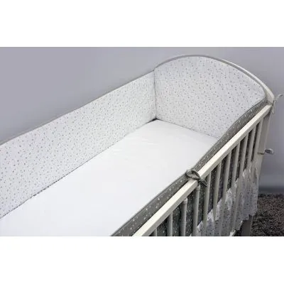 Ankras 360 cm. aizsargmaliņa gultiņai "Zvaigznītes", Pelēka