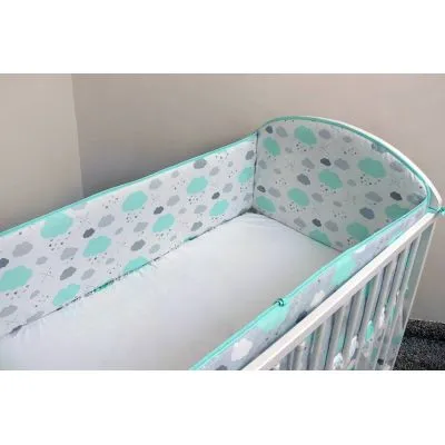 Ankras 360 cm. aizsargmaliņa gultiņai "Mākoņi", Piparmētru