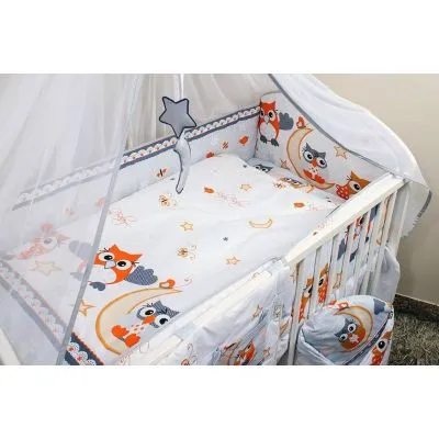 Ankras 360 cm. aizsargmaliņa gultiņai "Pūces", Pelēka