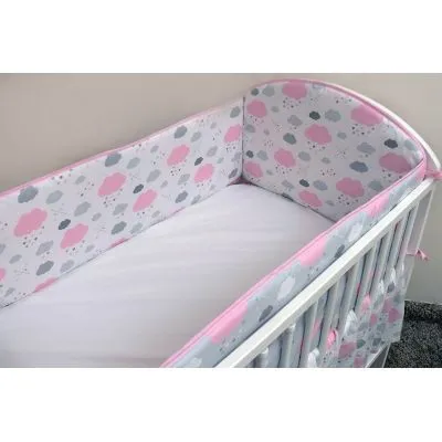 Ankras 360 CM. aizsargmaliņas gultiņai "DEBESĪŠI", Rozā