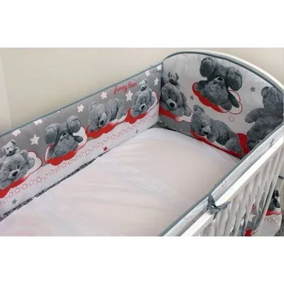 Ankras 360 CM. apsaugėlės lovytei "FUNNY BEAR", Pilka