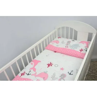 135/100 cm. Ankras 2 daļu gultas veļas komplekts "Okeāns", Rozā