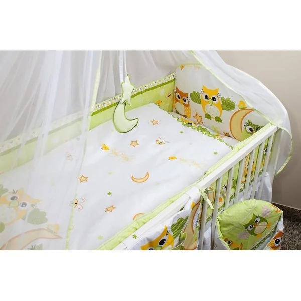 Ankras 360 cm. aizsargmaliņa gultiņai "Papagailis", Zaļa