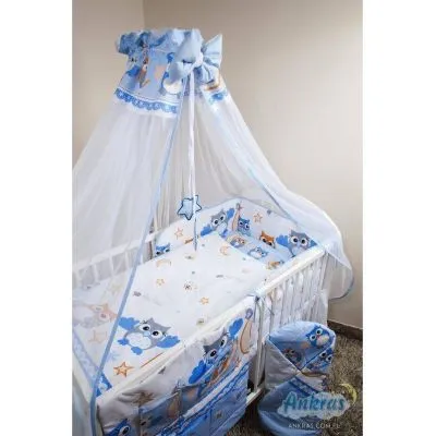 Ankras 6 daļu gultas veļas komplekts "Pūce" - zils