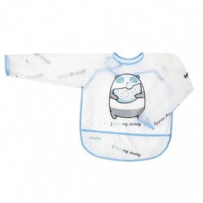 Akuku mazuļa priekšautiņš ar garām piedurknēm, ar aizdari un