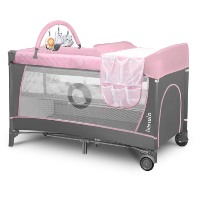 Manēžas gultiņa Lionelo Flower 2in1, Flamingo