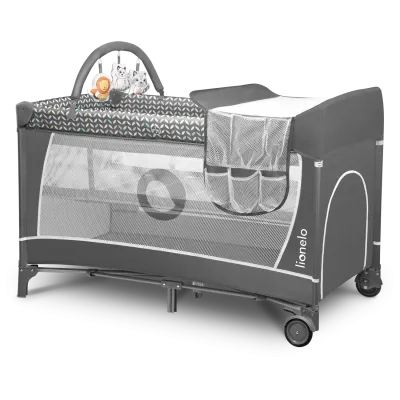 Lionelo Flower 2in1 manēžas gultiņa, pelēks Skandināvu