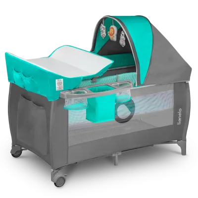 Maniežinė lovytė Lionelo Sven Plus, Turquoise Grey