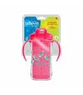 DR.BROWN'S pudelīte ar dubultām sienām un salmiņu 300ml, rozā