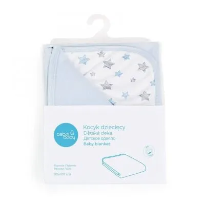 CebaBaby pleds Jersey 90x100 zils - zvaigznes, zils