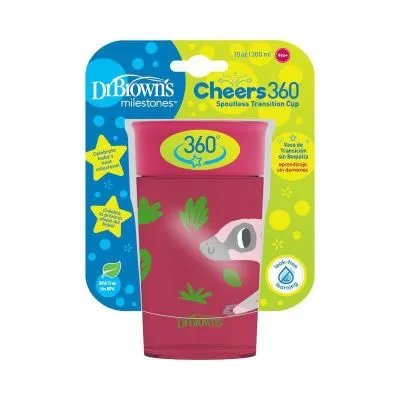 DR. BROWN'S 300 ml pudele "CHEERS DECO", 12+ mēn., sarkana