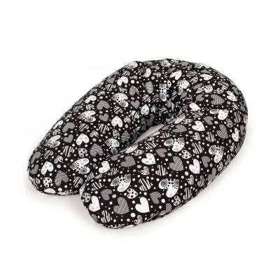 CebaBaby barošanas spilvens MULTI, 190x35cm, sirdis - melna