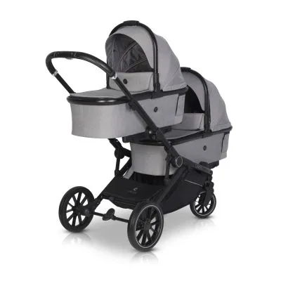 Universalus dvynukų vaikiškas vežimėlis 4in1 Cavoe Avec, Frost