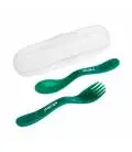 Akuku šaukštelis ir šakutė su įdėklu, DARK GREEN, A0074_Dark green