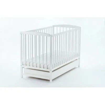 Drewex Lulaya Delux gultiņa ar atvilktni un noņemamu sānu, Balta