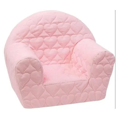 Rozā stepēts krēsliņš ar sirsniņām