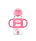 DR.BROWN'S pudelīte ar platu kaklu ar salmiņu un svaru, rozā, 270 ml