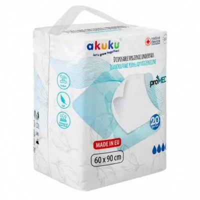 Akuku vienkartiniai higieniniai paklotai proMED, 60x90cm, 20