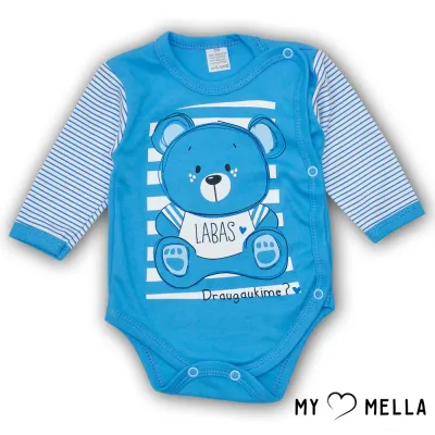 Smilšu krekls ar aizdari "LABAS", zils, 56-62cm.