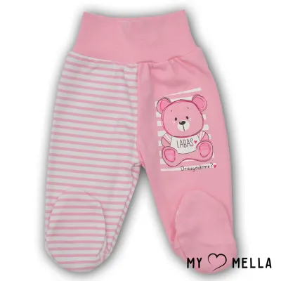 Kelnės su pėdutėmis kūdikiams LABAS, rožinės, 56-62cm.