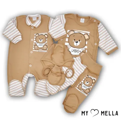 Jaundzimušā komplekts piecās daļās "Labdien", kakao, 56-62cm.