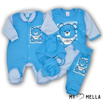 Jaundzimušā komplekts piecu daļu "Labas", zils, 56-62 cm.