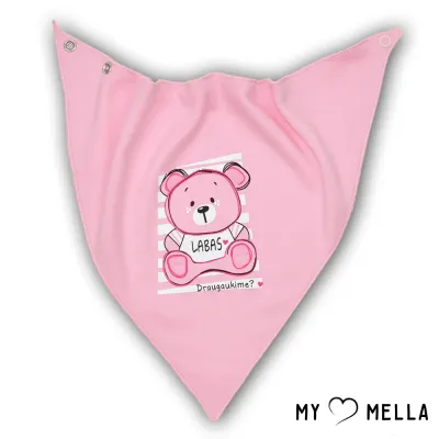 Kaklaskarė - šalikėlis - seilinukas "LABAS", rožinė