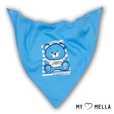 Kaklaskarė - šallīte - priekšautiņš "LABAS", zila