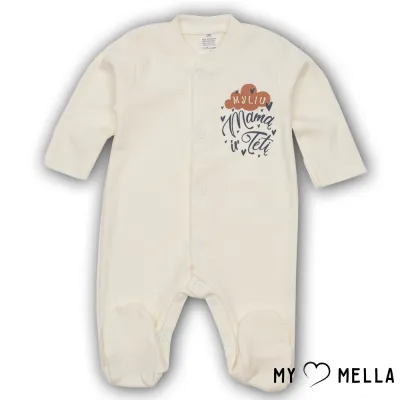 Šļūtenis ar garām piedurknēm "Myliu", dzeltenīgs, 56-62cm.