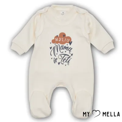 Šliaužtinukai ir marškinėliai "Myliu", gelsvi, 56-62cm.