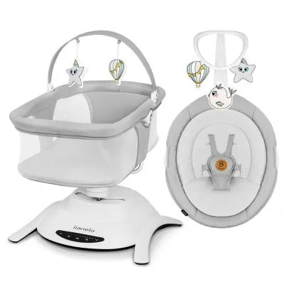 Šūpoles - šūpulītis zīdainim Lionelo Bella Set 2in1, Grey