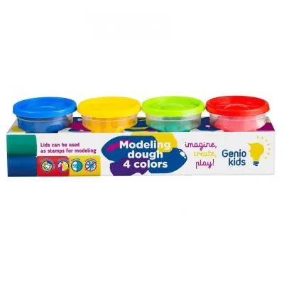 GENIO KIDS DABĪGAIS PLASTILĪNS - MODELĒŠANAI, 4 KRĀSAS PA 140G