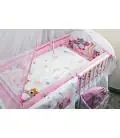 Ankras 360 cm aizsargmaliņa gultiņai Pūce, rozā
