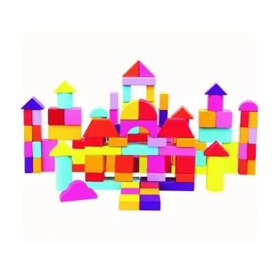 Spalvotos medinės kaladėlės, 12 mėn+, 100 vnt., BN84203