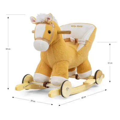 Milly Mally mīksts šūpojošs zirgs Polly, Gaiši brūns, 12+