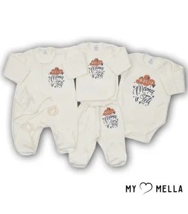 Jaundzimušā komplekts piecās daļās "Mīlu", dzeltenīgs, 56-62cm.