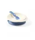Babyono šķīvis ar piesūcekni + karote no 6 mēn, zils 1077